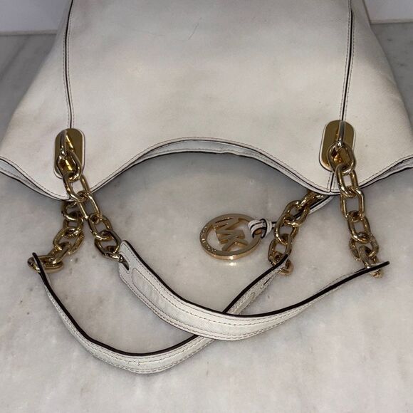 Michael Kors Bag Purse Handbag Lily Saffiano Leather Gold Chain Tote Shoulder - Picture 11 of 16